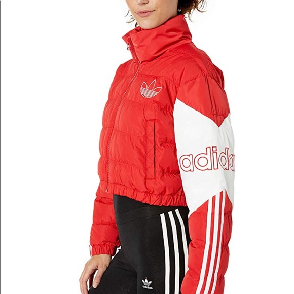 adidas red crop jacket